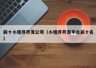 前十小程序开发公司（小程序开发平台前十名）