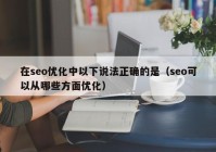 在seo优化中以下说法正确的是（seo可以从哪些方面优化）